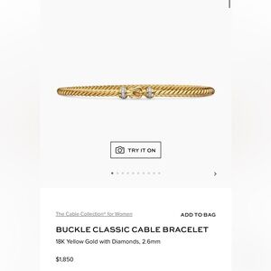 David Yurman Gold Cable Bracelet with Diamond Accents
